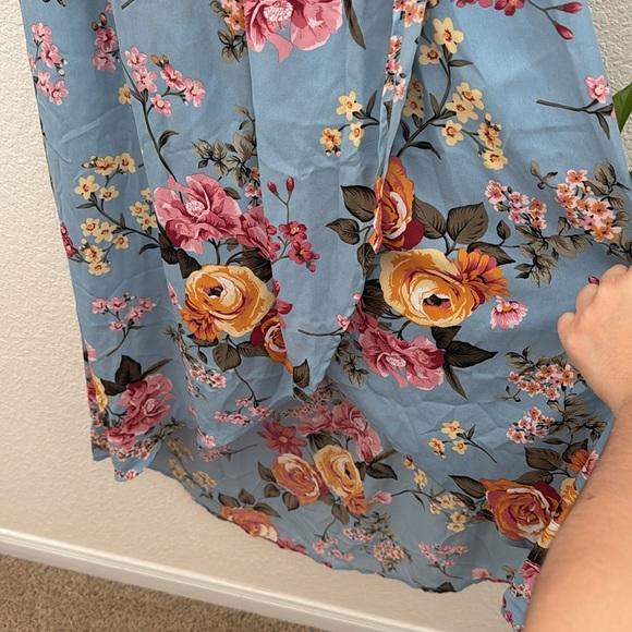 PinkBlush Blue Floral Smocked Maxi Dress - Picture 3 of 8